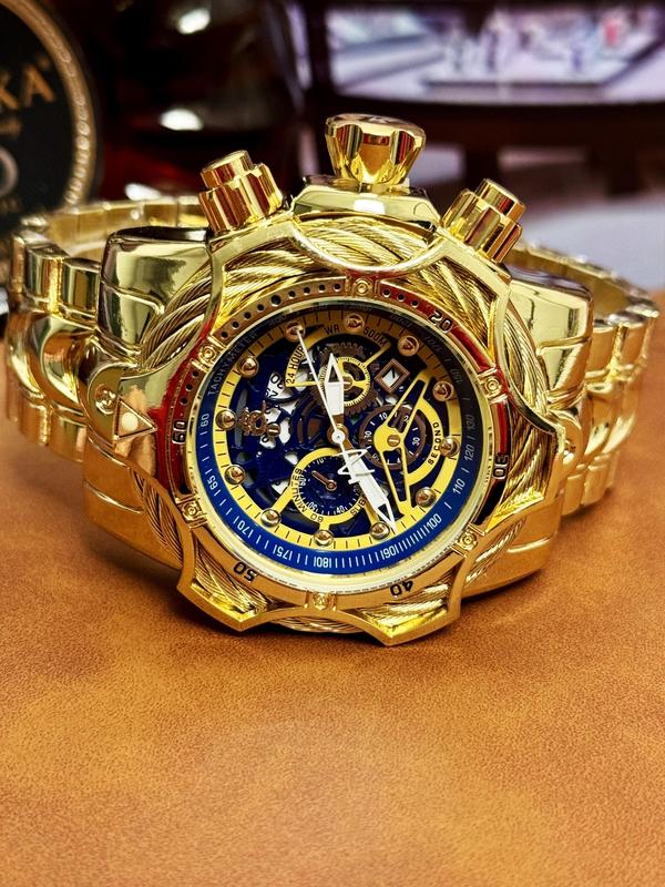 Men's Punk Style Round Dial Quartz Watch, Gifts for Boyfriend, Fashion Watch for Party, Daily Decor, Trendy All-match & Exquisite Watch for Birthday Gift with Box