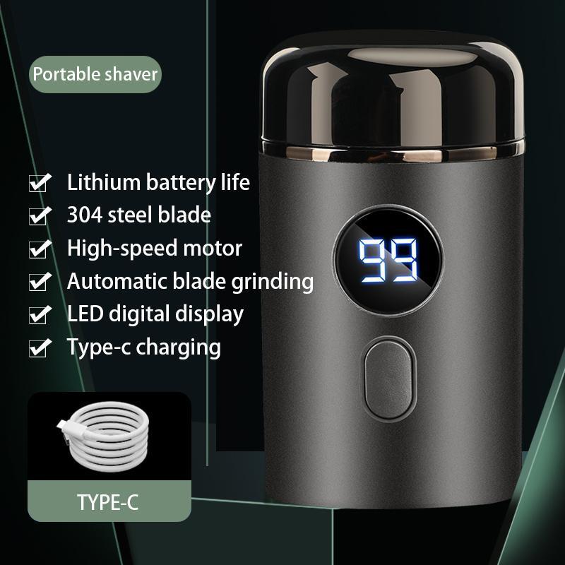 Electric Mini Shaver, Waterproof Portable Usb Rechargeable Razor with Lcd Display, Washable Beard Trimmer for Men, Great for Travel and Home Use, Barber Equipment, Shaver for Men, Shaving Products