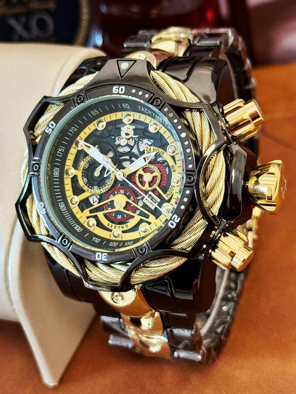 Men's Punk Style Round Dial Quartz Watch, Gifts for Boyfriend, Fashion Watch for Party, Daily Decor, Trendy All-match & Exquisite Watch for Birthday Gift with Box