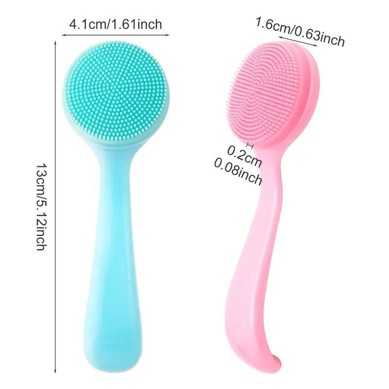 Silicone Facial Cleansing Brush for Women, 2 Counts Comfort Soft Face Scrubber Brush for Daily Use, Face Deep Cleaning & Massage Tool, Summer Skin Care Tool, Fall Gift, Night Routine, Valentine's Day Gift