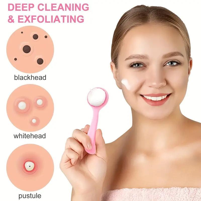 Silicone Facial Cleansing Brush for Women, 2 Counts Comfort Soft Face Scrubber Brush for Daily Use, Face Deep Cleaning & Massage Tool, Summer Skin Care Tool, Fall Gift, Night Routine, Valentine's Day Gift