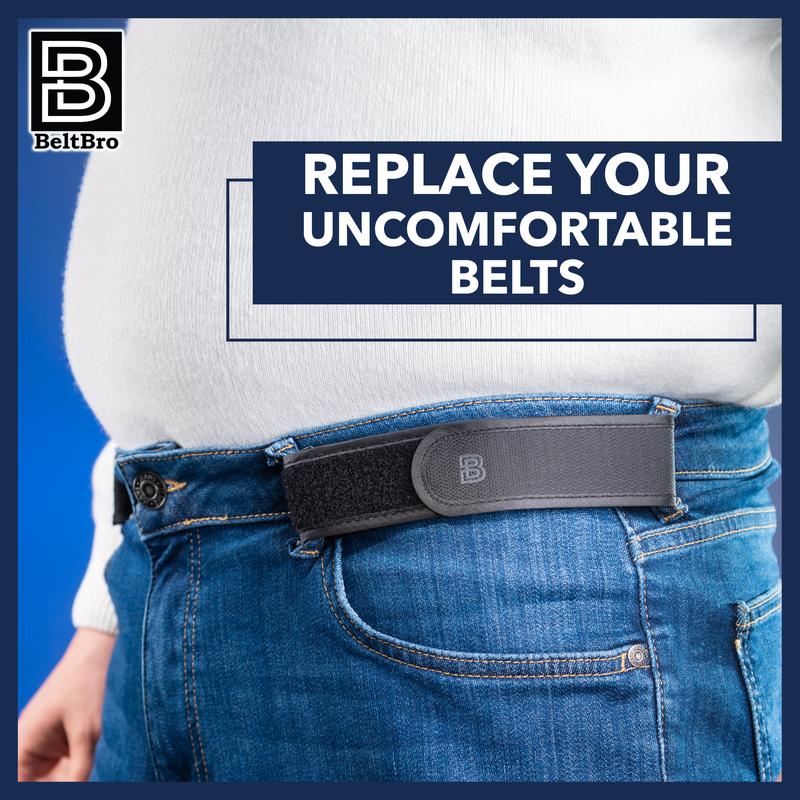 BeltPro No Buckle Belt — Fits 1.5 Inch Belt Loops, Easy To Use Invisible Elastic Adjustable