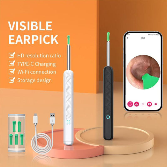 SpringBreak Earwax Removal Tool Set with Camera - Portable 360° Wide Angle Ear Cleaner with Type-C Rechargeable, Waterproof Endoscope Ear Cleaning Tool for iPhone and Android Phones, Christmas Gift, Winter Gift Set, New Year Gift, Stocking Fillers
