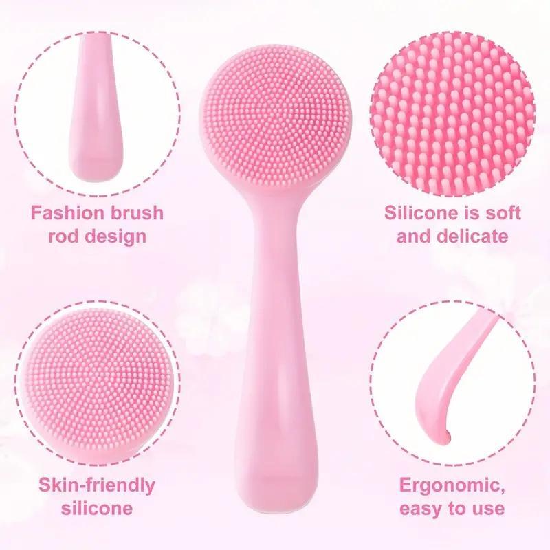 Silicone Facial Cleansing Brush for Women, 2 Counts Comfort Soft Face Scrubber Brush for Daily Use, Face Deep Cleaning & Massage Tool, Summer Skin Care Tool, Fall Gift, Night Routine, Valentine's Day Gift