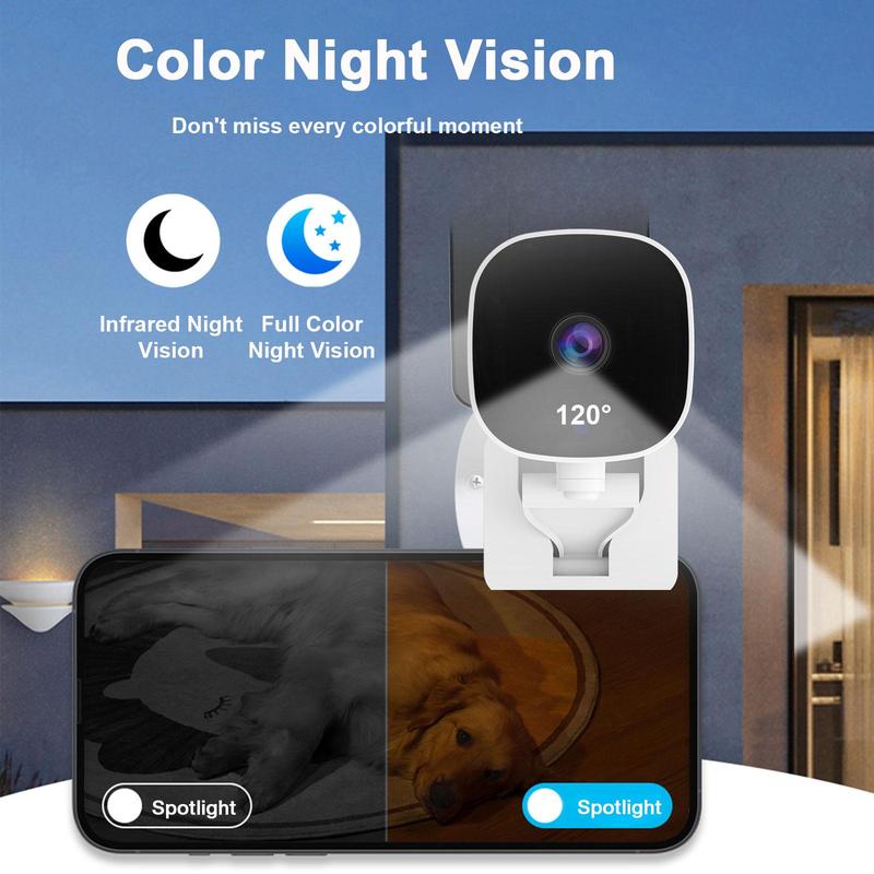 Smart Home Security Camera, 2.4G WiFi Wireless Camera with Night Vision, Indoor Remote Camera, Portable Camera for Home Security, Camera Security