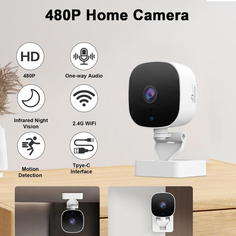 Smart Home Security Camera, 2.4G WiFi Wireless Camera with Night Vision, Indoor Remote Camera, Portable Camera for Home Security, Camera Security