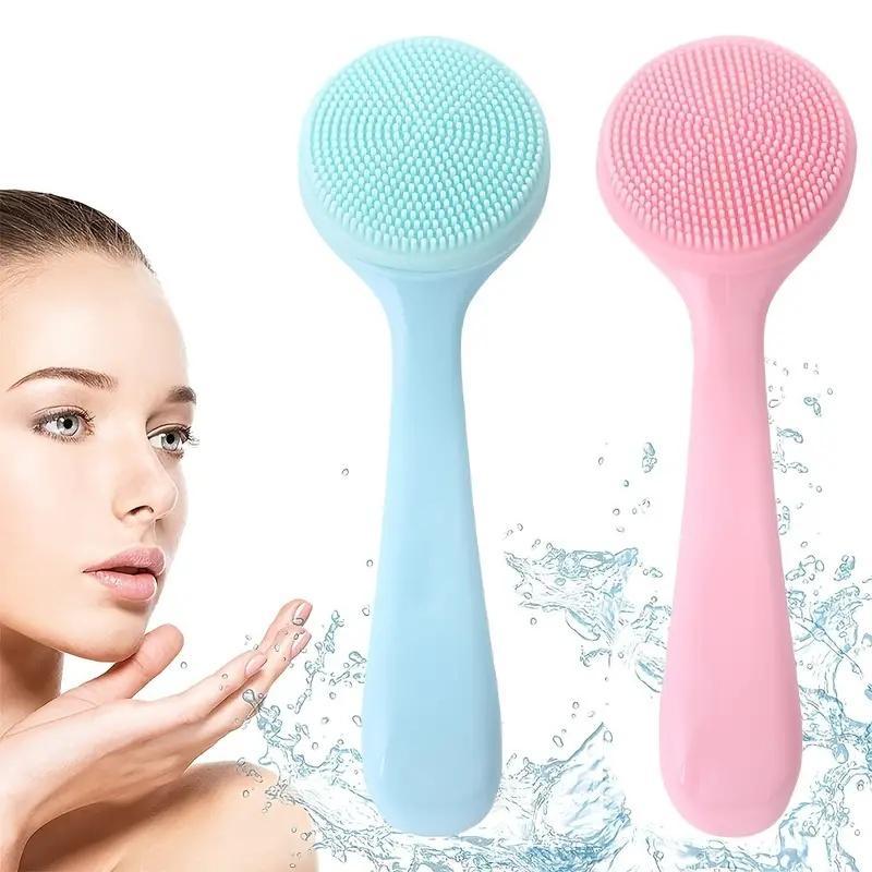 Silicone Facial Cleansing Brush for Women, 2 Counts Comfort Soft Face Scrubber Brush for Daily Use, Face Deep Cleaning & Massage Tool, Summer Skin Care Tool, Fall Gift, Night Routine, Valentine's Day Gift